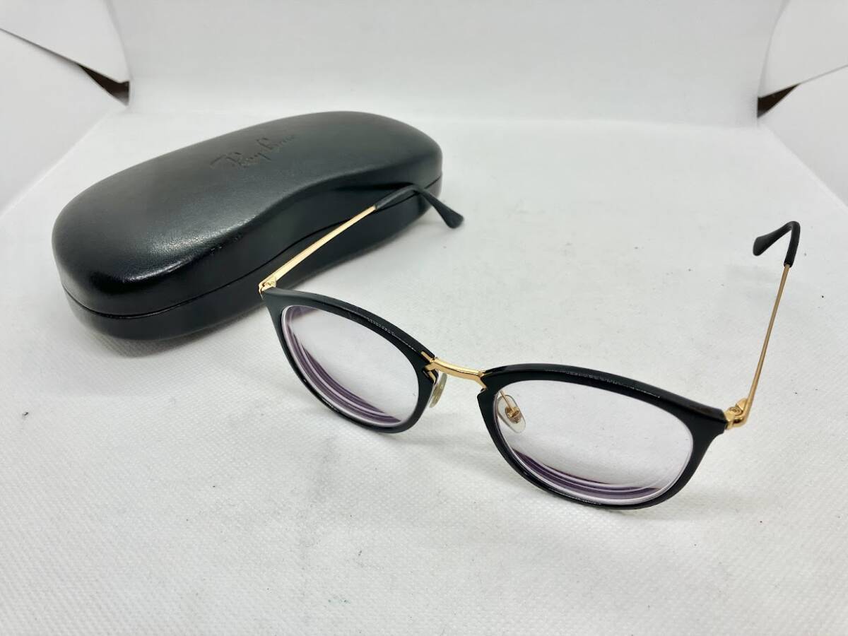  RayBan レイバン RB7140 2000 49□20 150 ポリッシュブラック ゴールド ケース付き (24/2/24)_画像1