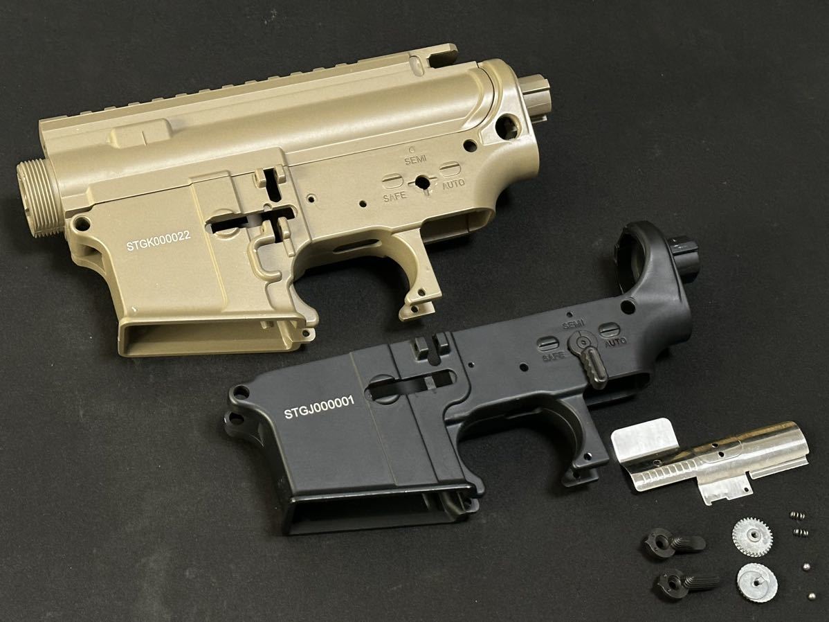 東京マルイ系 M4/M16 スタンダード電動ガン用 メタルフレーム TAN/BK　検索：メタルレシーバー/ロア/アッパー_画像1