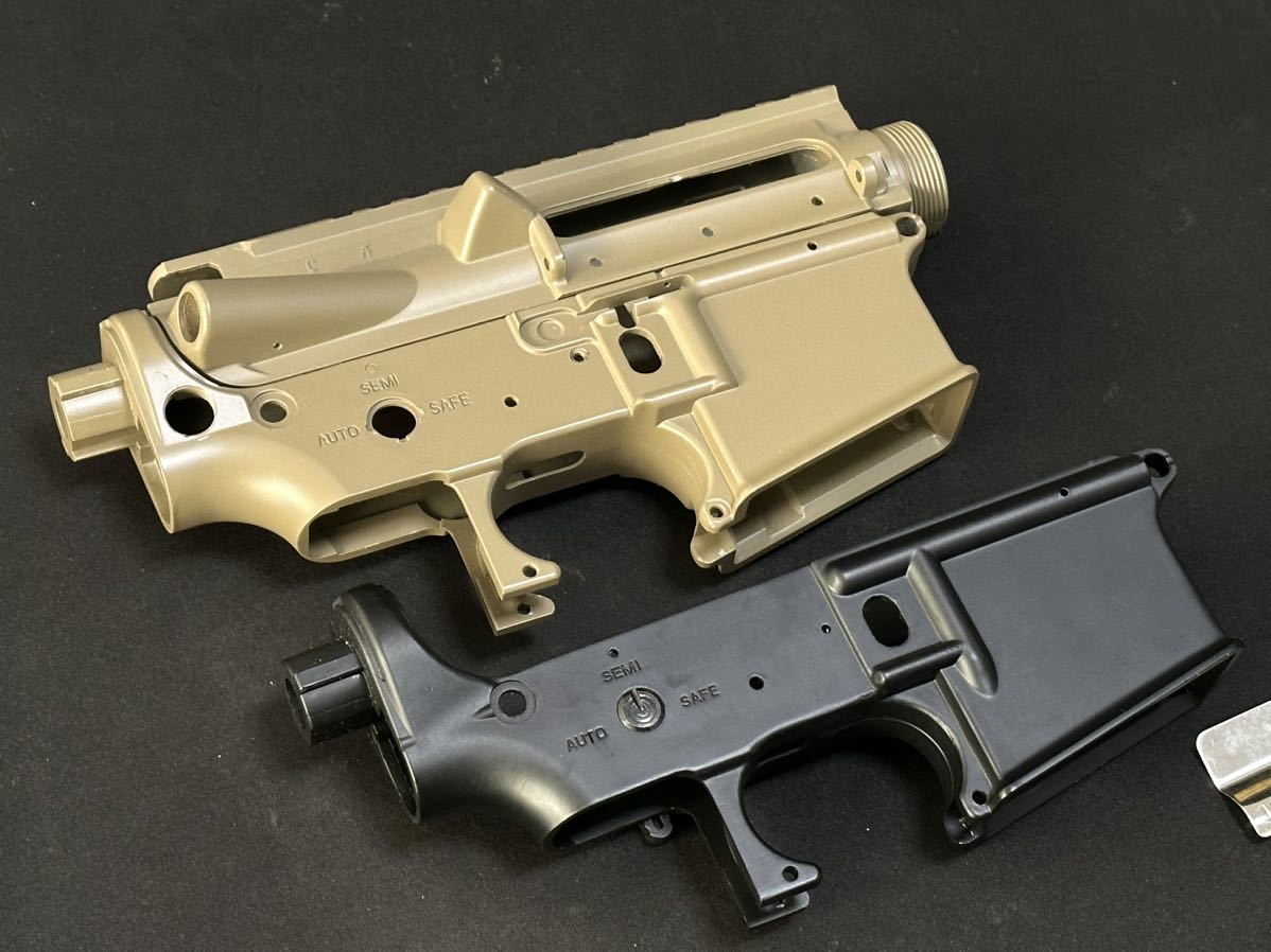 東京マルイ系 M4/M16 スタンダード電動ガン用 メタルフレーム TAN/BK　検索：メタルレシーバー/ロア/アッパー_画像2