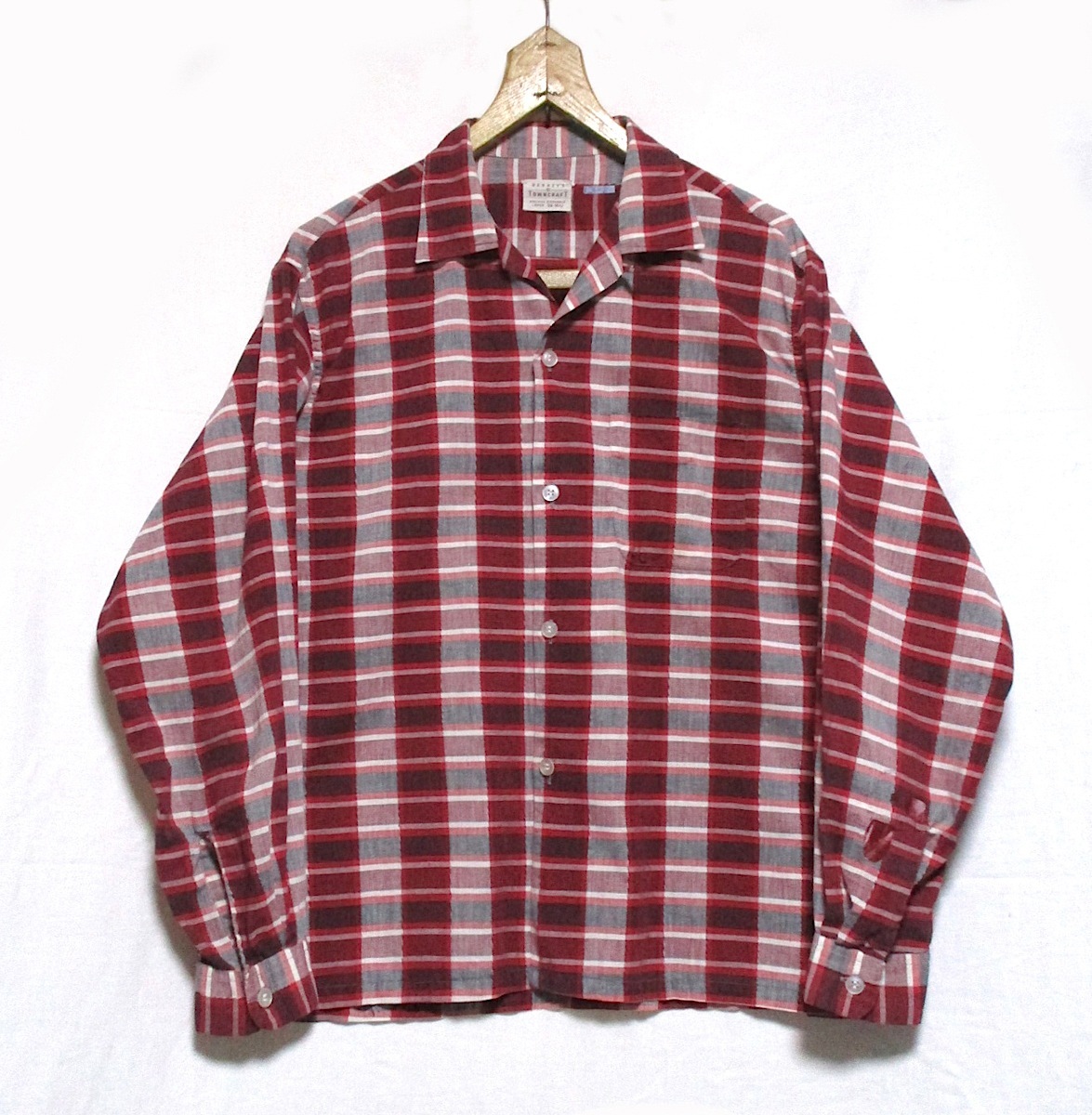 ダメージ リペア 50s Vintage MADE IN USA PENNEY'S TOWNCRAFT オープンカラー ボックス コットン シャツ　L 16-16 1/2 USA製_画像1