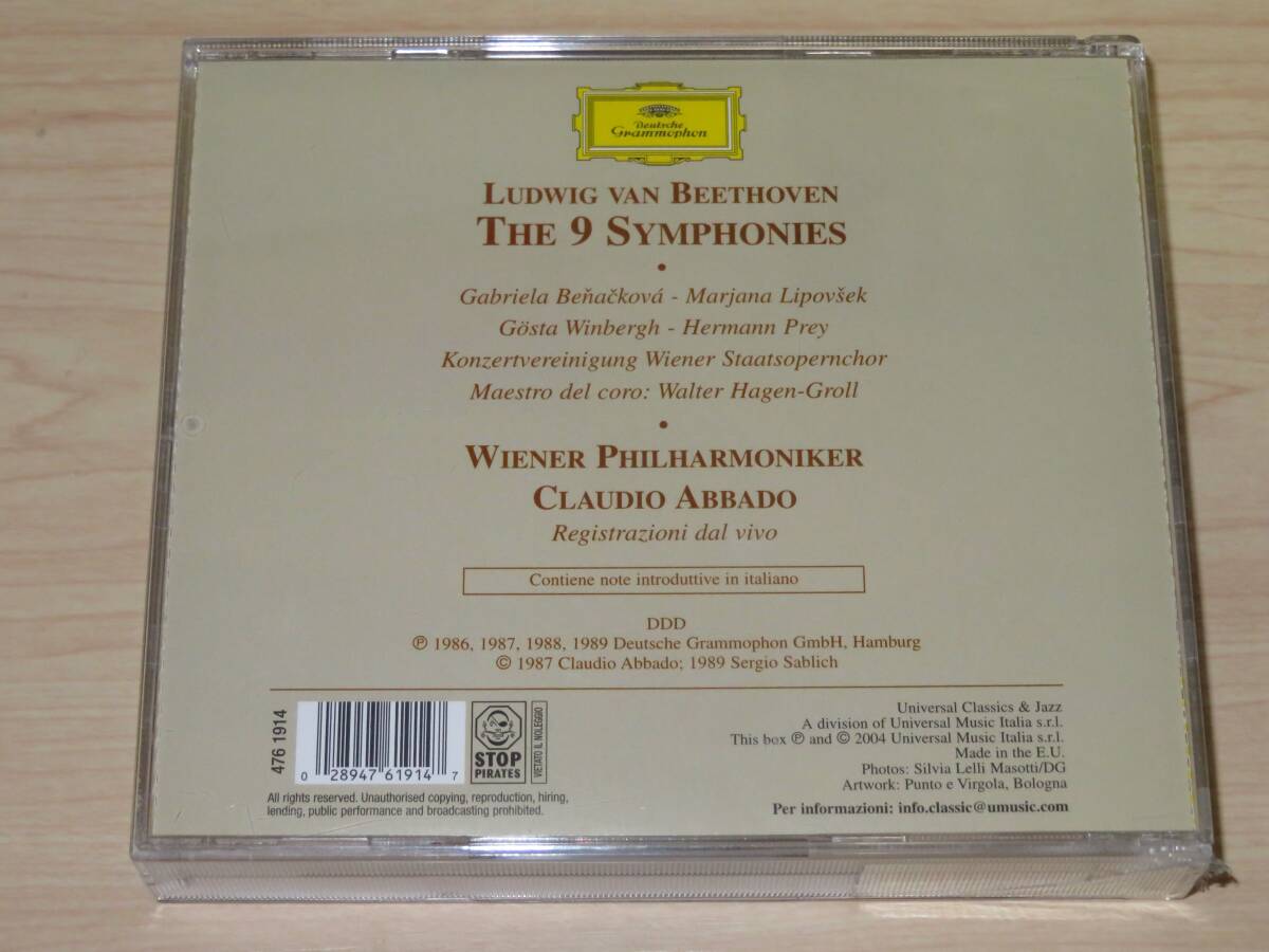 ◆独グラモフォン：ベートーヴェン 交響曲全集 クラウディオ・アバド指揮 ウィーンフィル CD5枚組 輸入盤 プラケース破損品の画像2