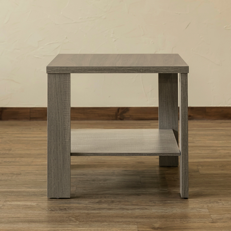サイドテーブル 棚付 50cm幅 正方形 木製 センターテーブル 木目柄 大理石柄 LDN-01 アンティークブラウン(ABR)の画像2