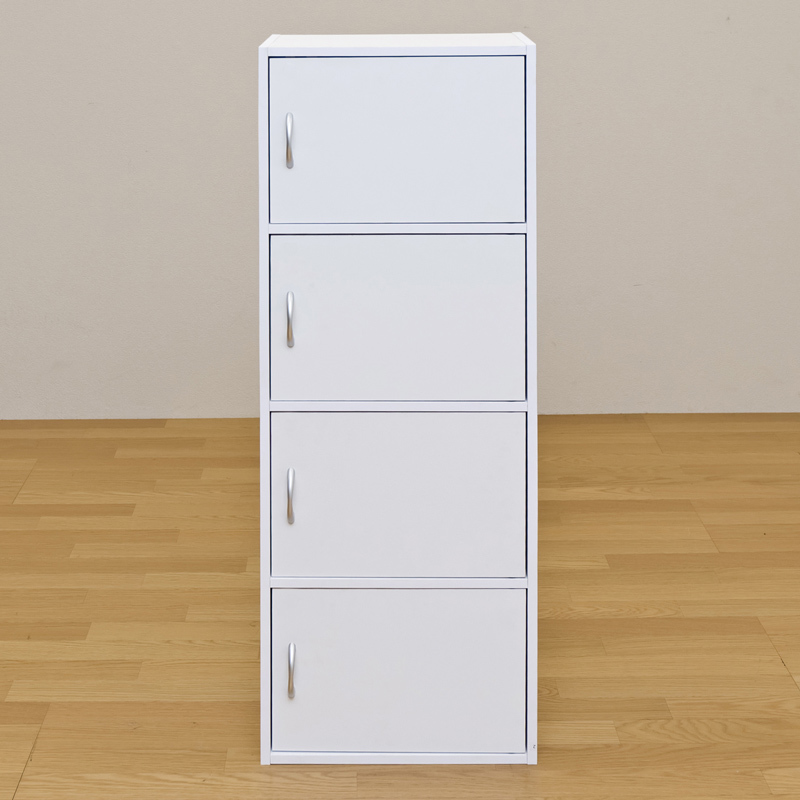  door attaching storage shelves 4 step wooden locker width 42cm height 116cm color box white FB-04D(WH)