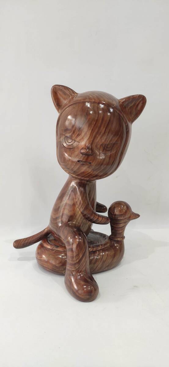 【模写】奈良美智 Yoshitomo Nara Harmless Kitty 木 フィギュア wood 28CM_画像2