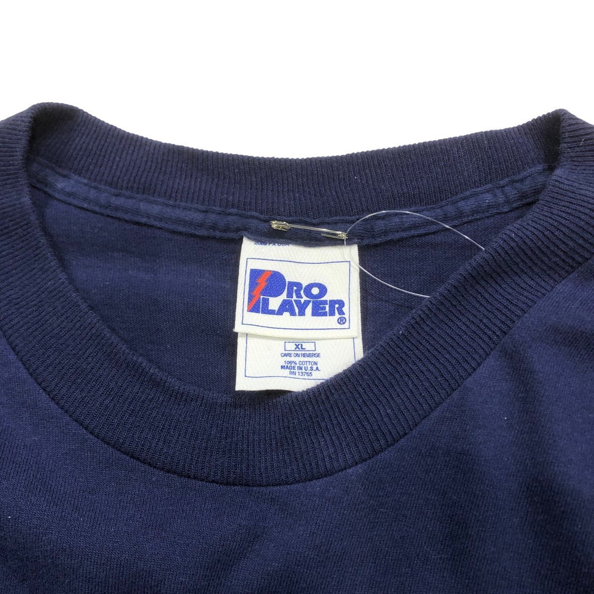 【L】USA 古着 90s PRO PLAYER 90年代 プリント Tシャツ 半袖 クルーネック ネイビー_画像6