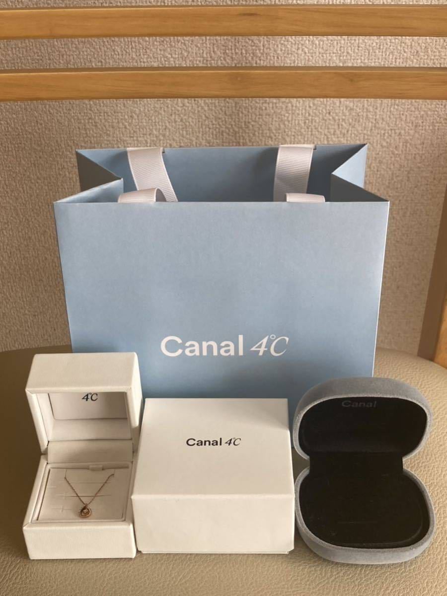 新品 正規品 canal4℃ カナルヨンドシー ネックレス k10 ダイヤモンド 5粒 箱 ケース 紙袋 リボン ピンクゴールド ゴールド ダイヤモンド_画像3