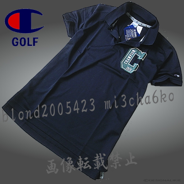 ■新品【Champion GOLF】チャンピオンゴルフ BIGロゴ 吸汗速乾 抗菌＆防臭 高機能素材 半袖ポロシャツ■NV/L