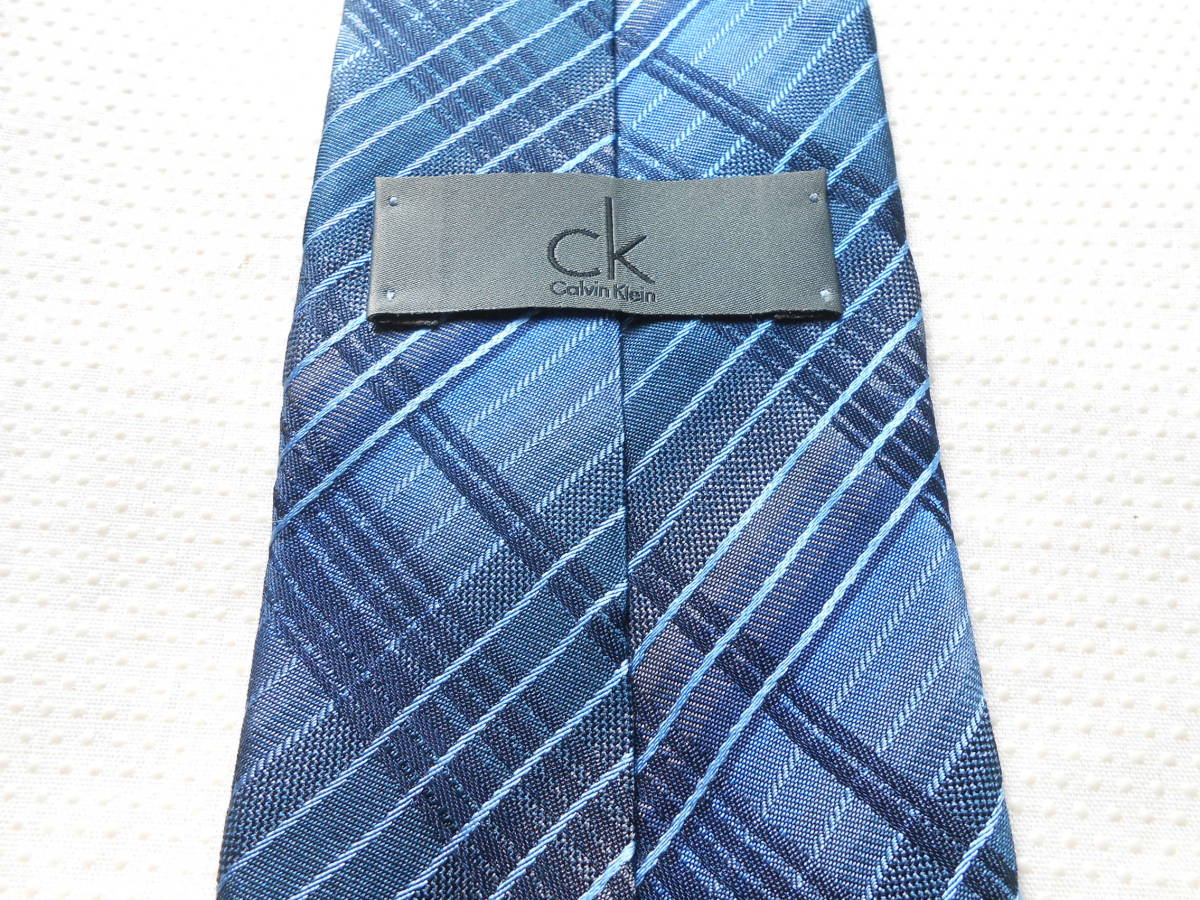 C566 beautiful goods CK Calvin Klein stripe pattern pattern thick necktie navy blue 