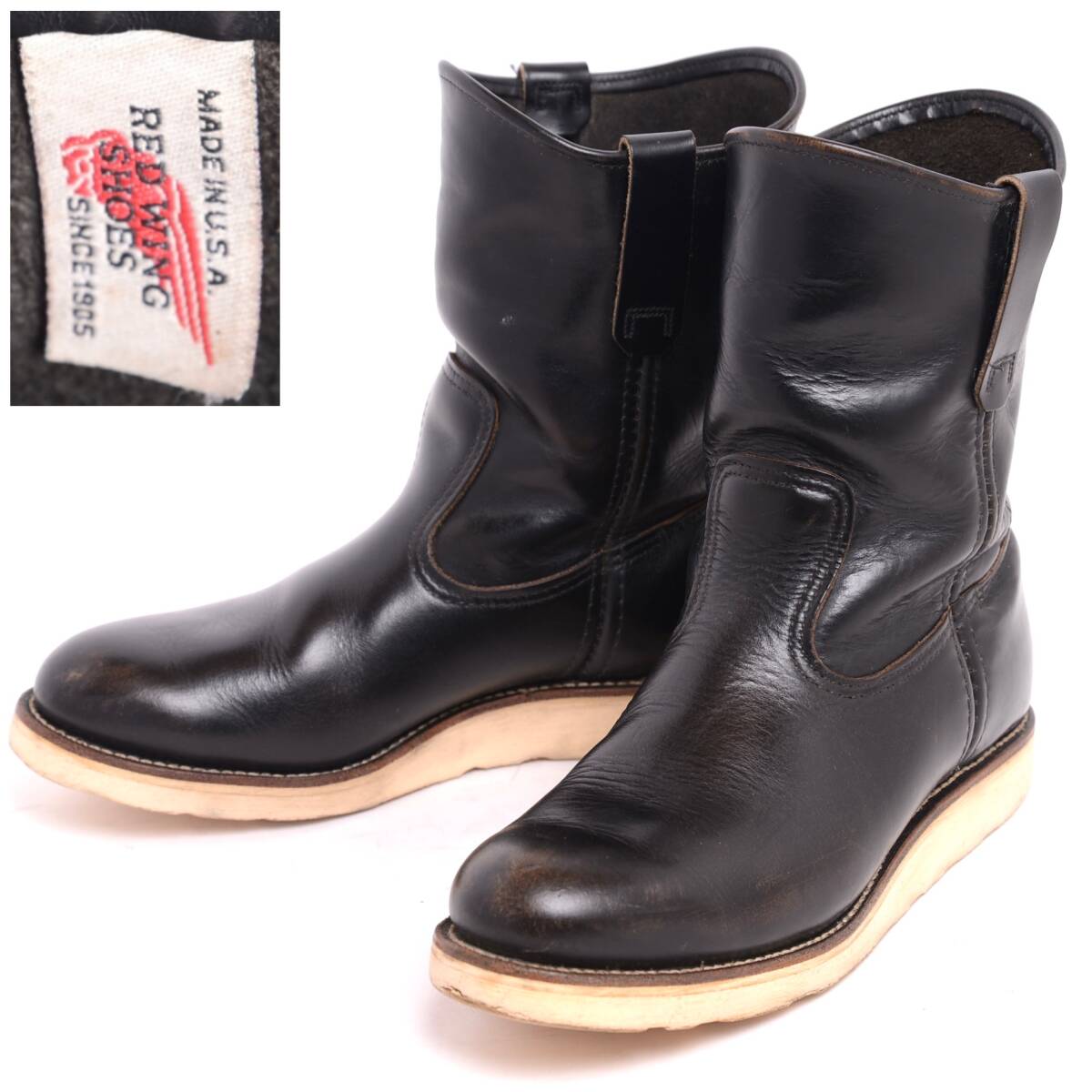 茶芯 97年製】レッドウィング #8169 size7 5E ペコスブーツ 黒 茶芯 97年製】レッドウィング #8169 size7 5E ペコスブーツ 黒