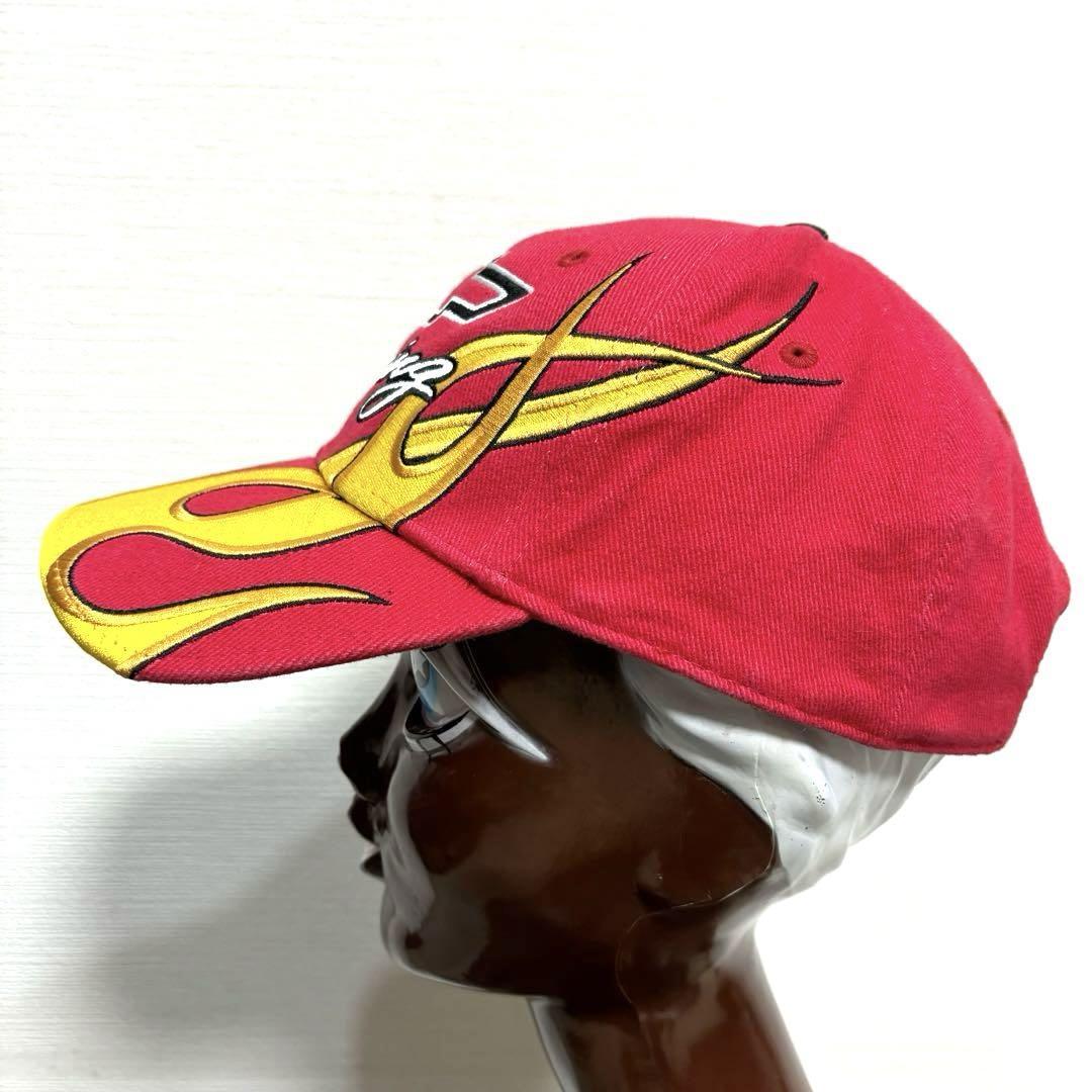 美品 CHEVROLET RACING CAP シボレー レーシング キャップ 炎 刺繍 ファイヤーフレーム 帽子ファイヤーパターン アメ車 USA 企業 古着_画像3