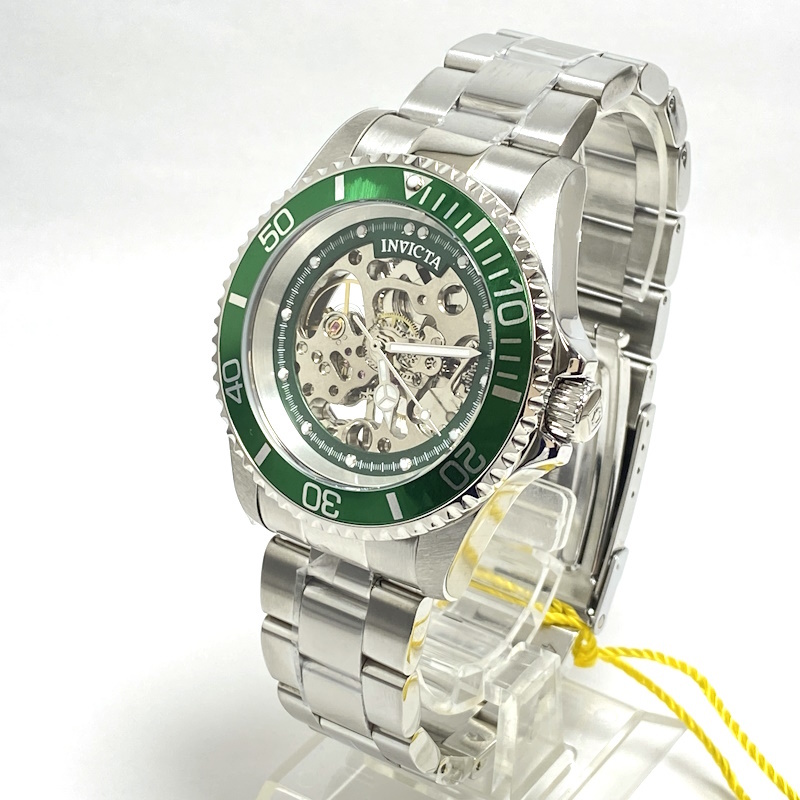 INVICTA インヴィクタ 37879 手巻き ステンレススチール グリーンベゼル メンズ スケルトン インビクタ 【未使用展示品】【程度S】_画像2