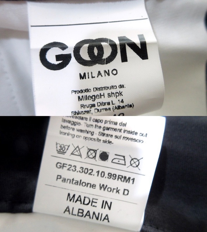 【GOON MILANO / イタリア】日本未入荷レアブランド◎ ベーシック コットンパンツ 黒 サイズ44!! （41800円 ストレッチパンツ）_画像8