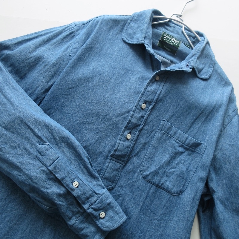 【GITMAN BROS VINTAGE ギットマン ヴィンテージ】ラウンドネック インディゴ コットンシャツ!! （made in usa indigo shirt）_画像2