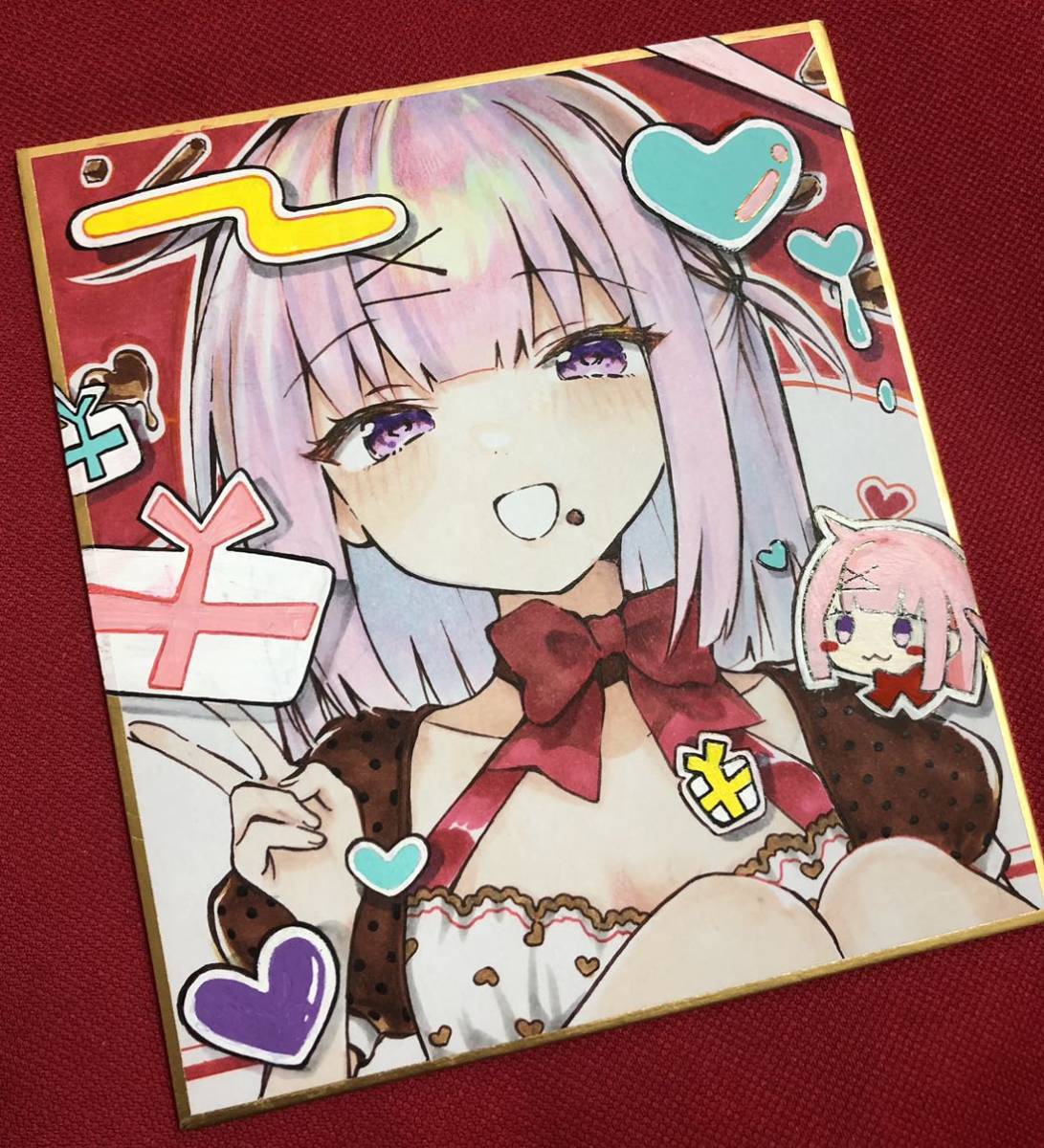 オリジナルイラスト色紙 手描きイラスト 女の子 ミニ色紙 直筆 オリジナルイラスト色紙 手描きイラスト 女の子 ミニ色紙 直筆