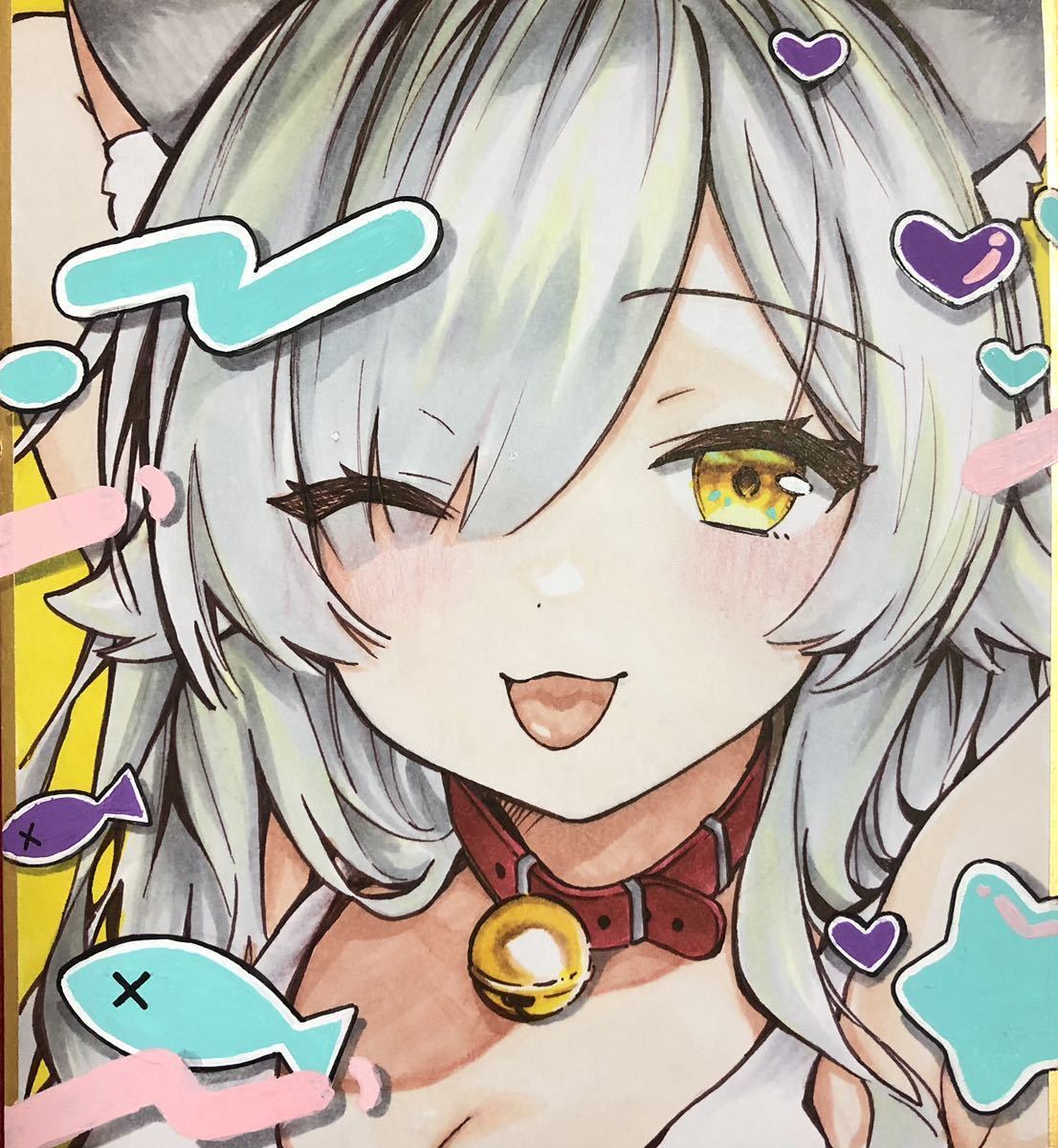 Yahoo!オークション - オリジナルイラスト色紙 手描きイラスト Yahoo!オークション - オリジナルイラスト色紙 手描きイラスト