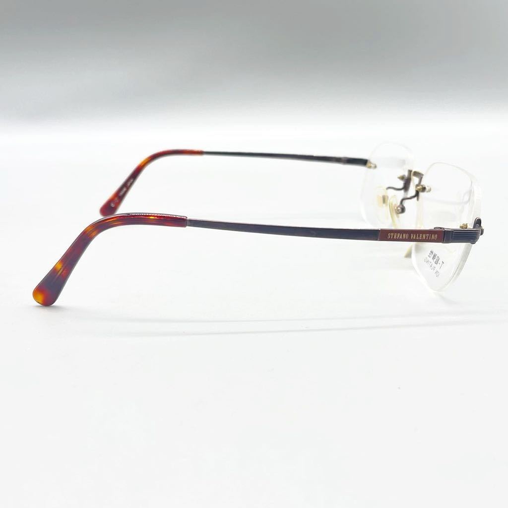 新品 未使用 STEFANO VALENTINO ステファノバレンチノ 眼鏡 メガネ フレーム リムレス ブラウン 日本製 チタン レンズ アイウェア 55□16_画像4