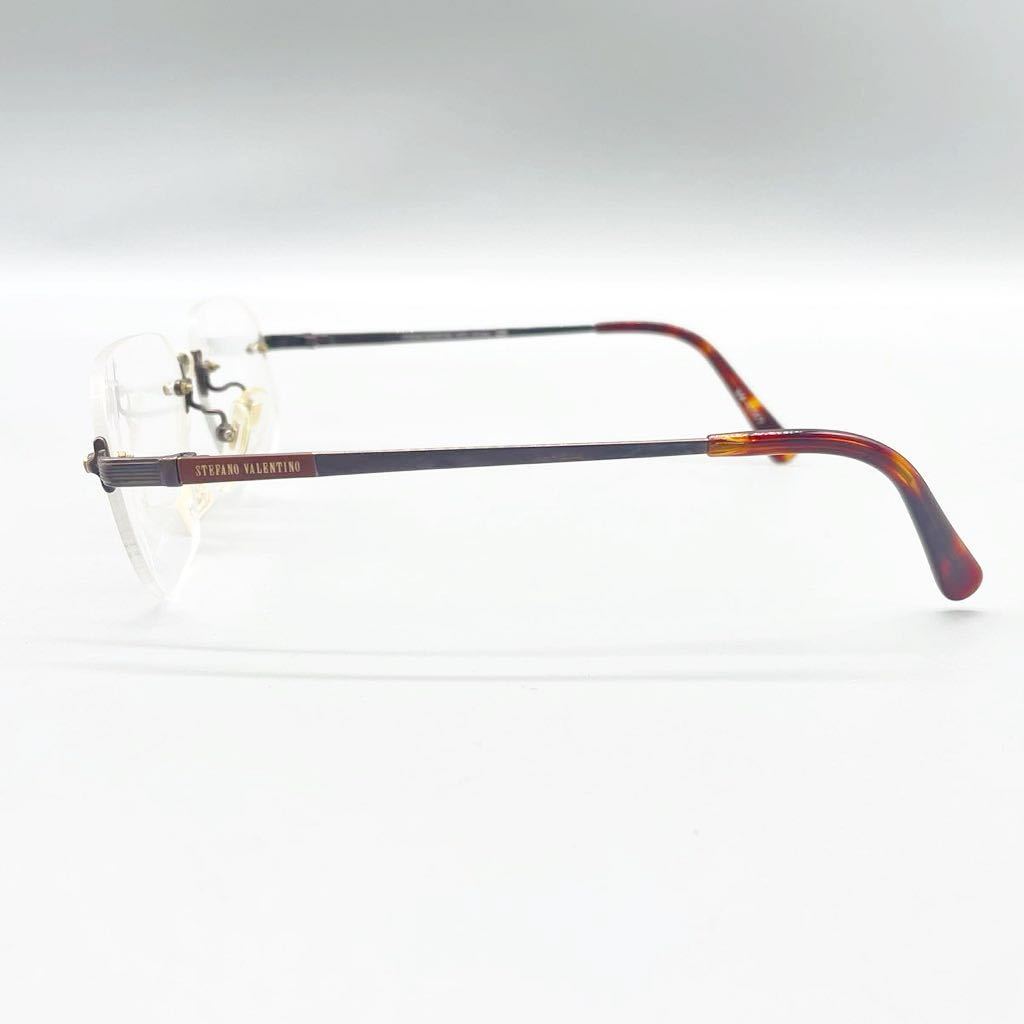 新品 未使用 STEFANO VALENTINO ステファノバレンチノ 眼鏡 メガネ フレーム リムレス ブラウン 日本製 チタン レンズ アイウェア 55□16_画像3