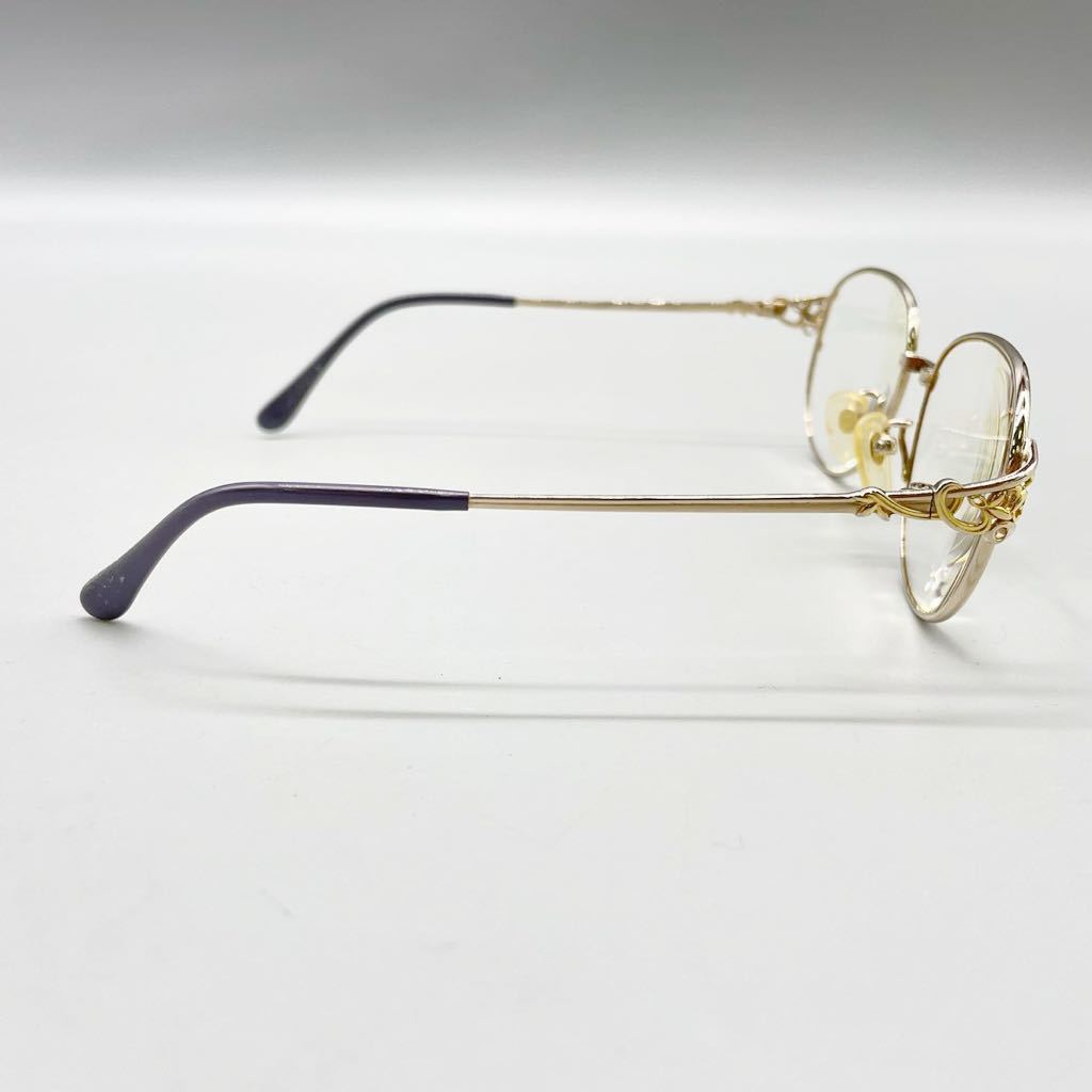 アイアイ 5100 メガネ 眼鏡 フレーム フルリム ゴールド パープル 金属 ボストン型 日本製 レンズ 度入り アイウェア 48□15-125 オシャレ_画像4