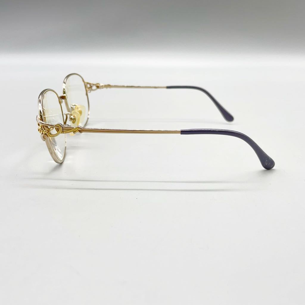 アイアイ 5100 メガネ 眼鏡 フレーム フルリム ゴールド パープル 金属 ボストン型 日本製 レンズ 度入り アイウェア 48□15-125 オシャレ_画像3