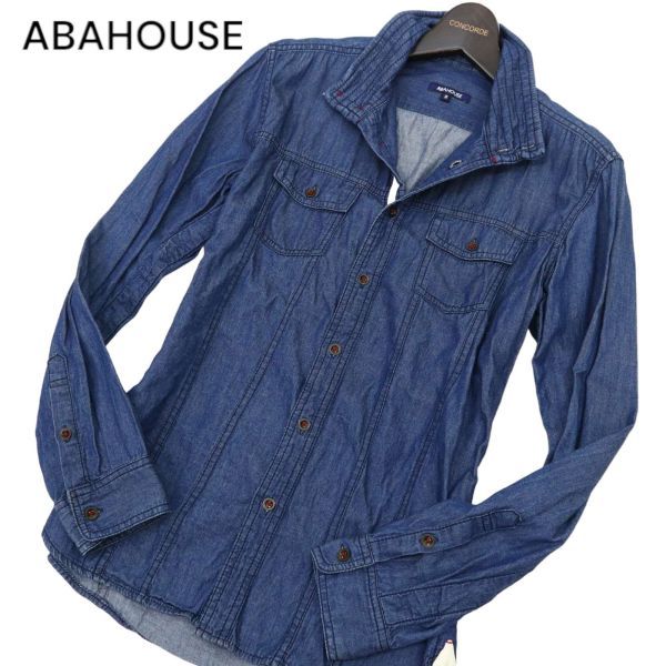 ABAHOUSE Abahouse through year collar wire * stand-up collar long sleeve Work Denim shirt Sz.2 men's C4T00954_2#C