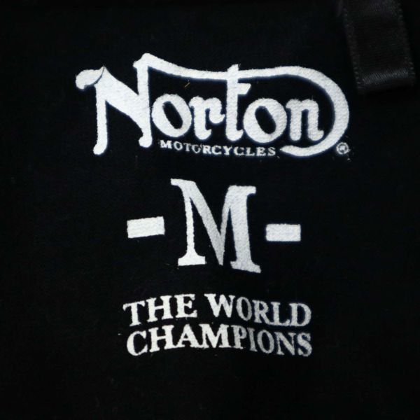 Norton ノートン ユニオンジャック ロゴワッペン★ ビッグプリント 長袖 カットソー ロンTシャツ Sz.M　メンズ 黒 バイク　C4T00961_2#C_画像6