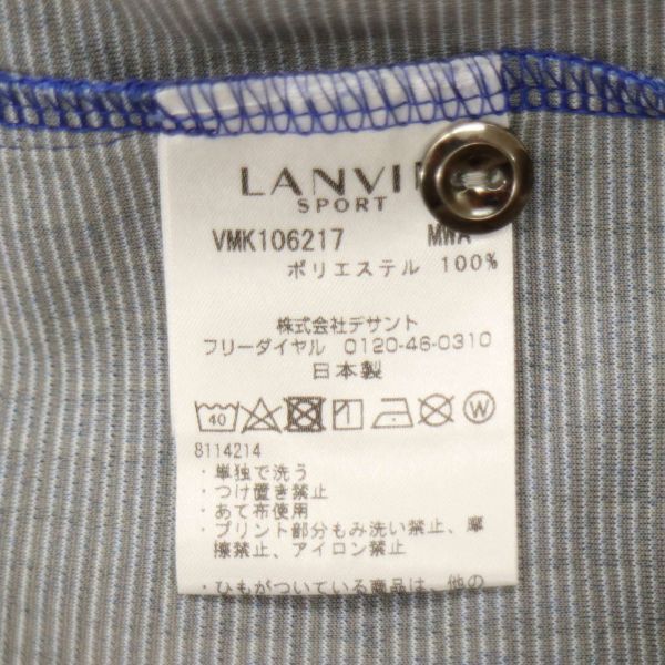 LANVIN SPORT ランバン スポーツ 通年 長袖 格子柄★ チェック ポロシャツ Sz.42　メンズ 青 ネイビー ゴルフ 日本製　C4T01062_2#C_画像6