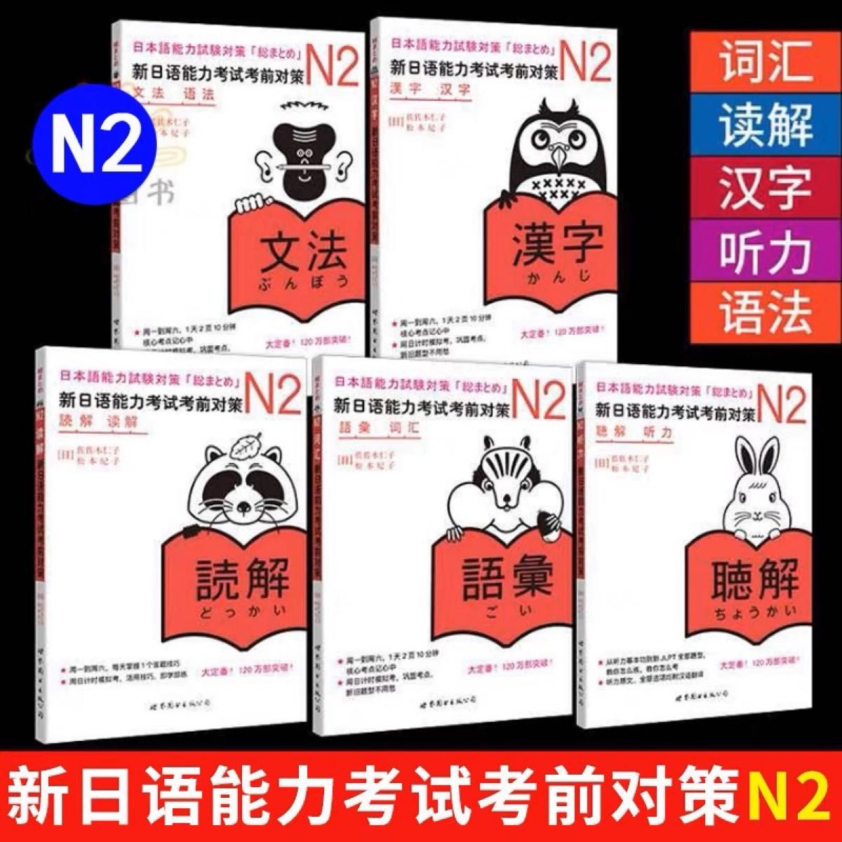 N2 JLPT日本語能力試験考前対策「総まとめ」　日本語教育検定2級5冊セット　新品