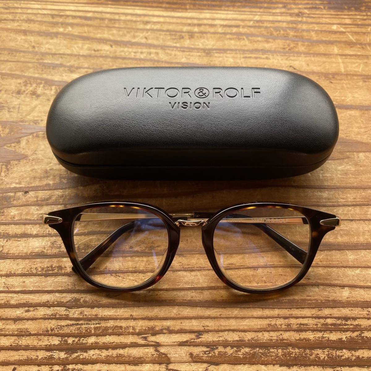 [VIKTOR&ROLF Victor & Rolf glasses sunglasses beautiful goods glasses original case glasses .. attaching tea color tortoise shell pattern Brown × Gold 70-0149-2]