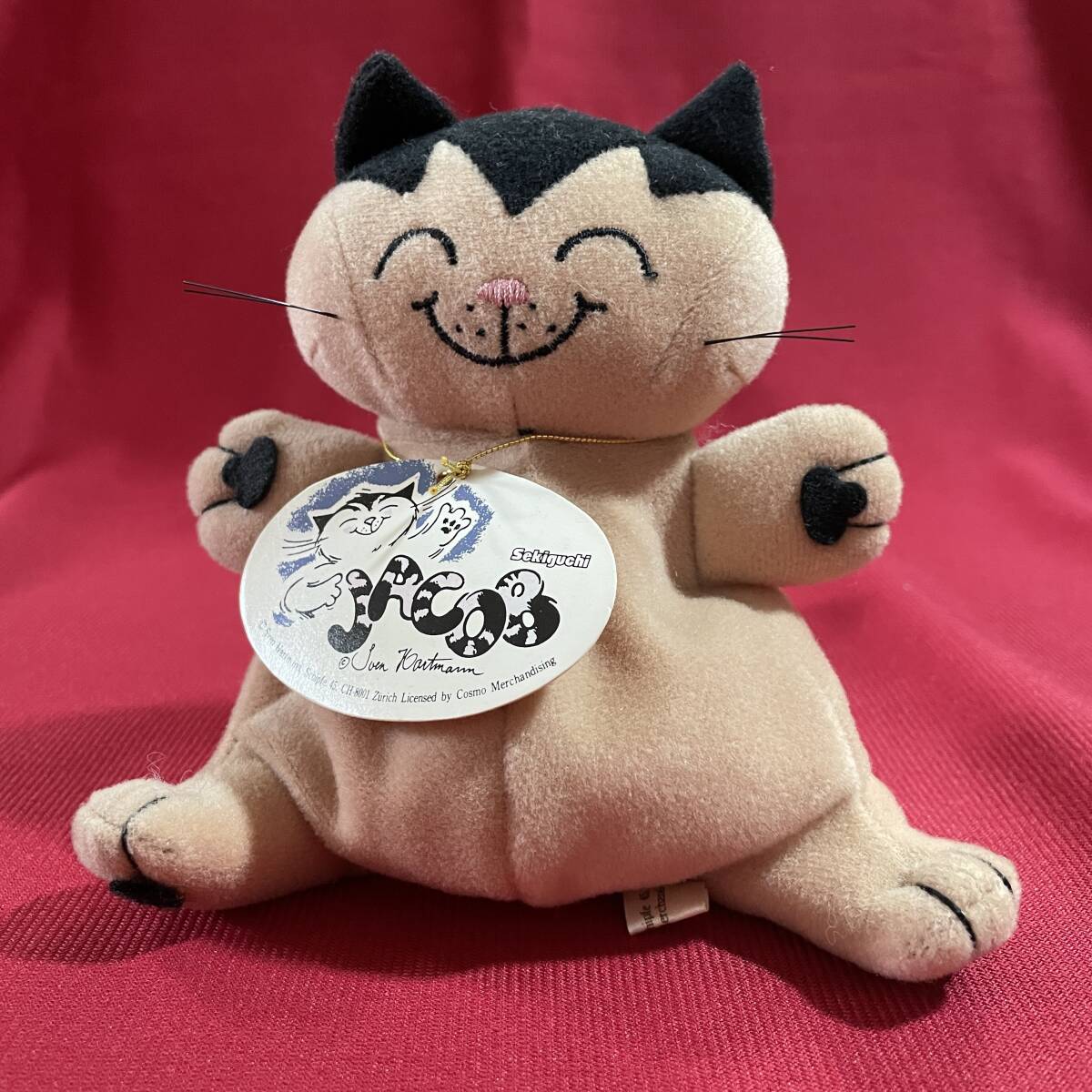 送料込★猫のヤーコプ JACOB ぬいぐるみ お手玉ヤーコプ立 高さ約14cm程度★セキグチ Sekiguchi CHINA製