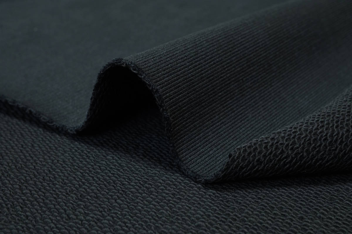 綿100％ 度詰スウエットニット微厚ハリコシやや重 黒長4ｍ巾185㎝ ジャケット スウエットコート パーカー ブルゾン プルオーバー_画像5