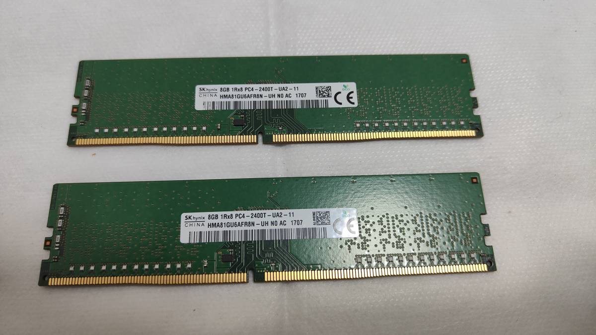 【中古】SK Hynix DDR4-2400MHz 16GB (8GB×２枚) HMA81GU6AFR8N デスクトップ_画像1