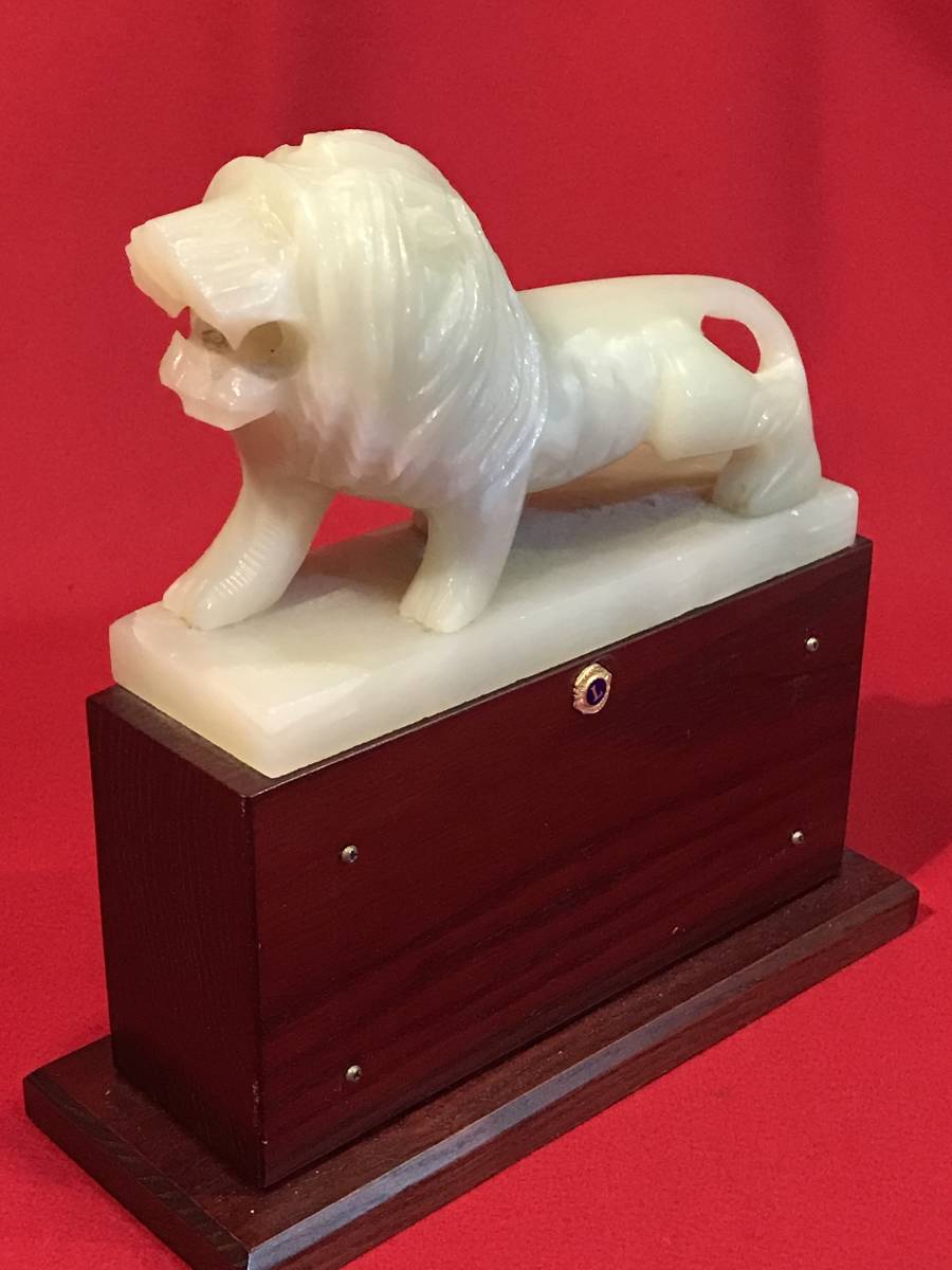 1629* lion z Club ornament marble length interior display [ gold ..] approximately 23×9×h24./10.5×4×h13.5. attrition scratch small dirt etc. equipped 