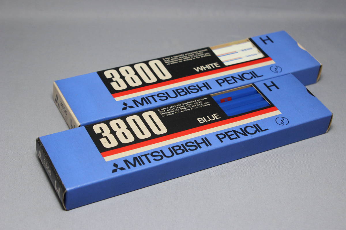 昭和レトロ　三菱鉛筆　#3800　ブルー・ホワイト　H　2ダース　未使用　廃盤　当時物_画像2