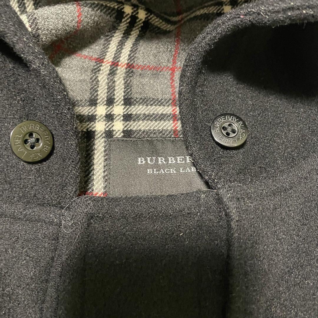 【BURBERRY BLACKLABEL　バーバリーブラックレーベル】ロング ダッフルコート ノバチェック 黒　グレー M　三陽商会_画像5