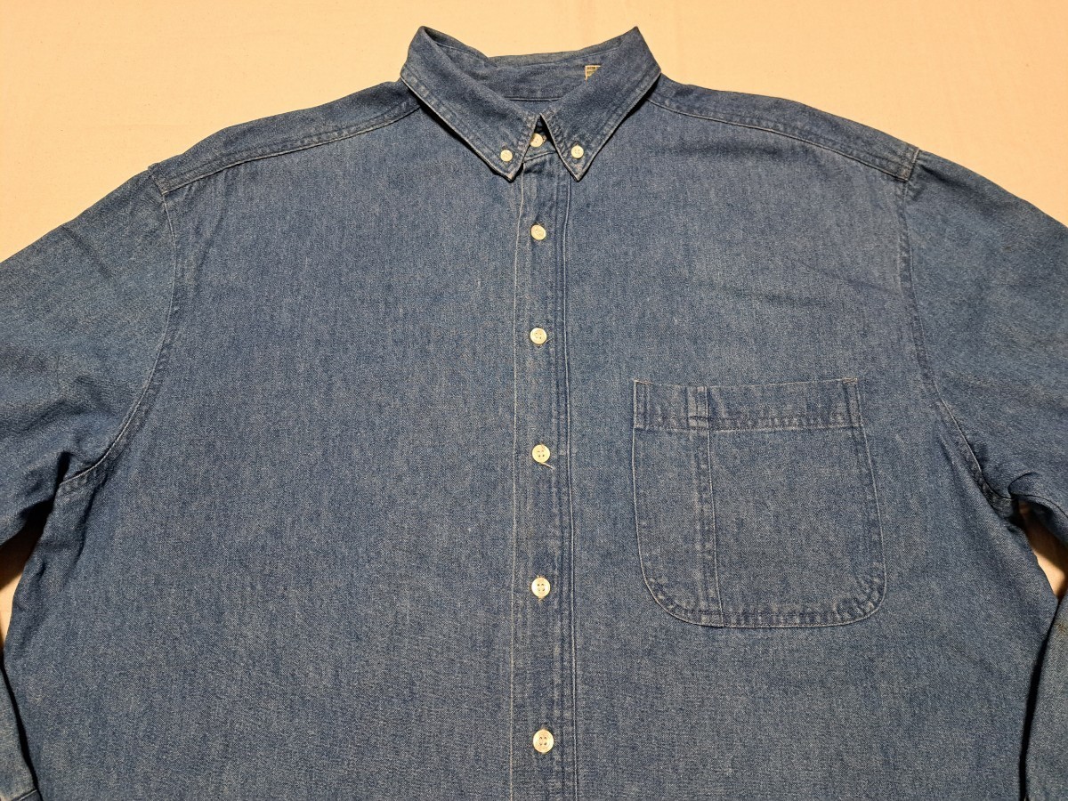 ■【大きめ】90’s～00’s VINTAGE ST JOHN'S BAY (セントジョンズベイ) B.D デニムシャツ オールド DENIM【L～XLサイズ相当】■_画像3