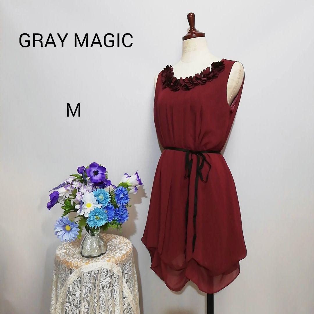  gray Magic finest quality beautiful goods dress One-piece party wine red color series М