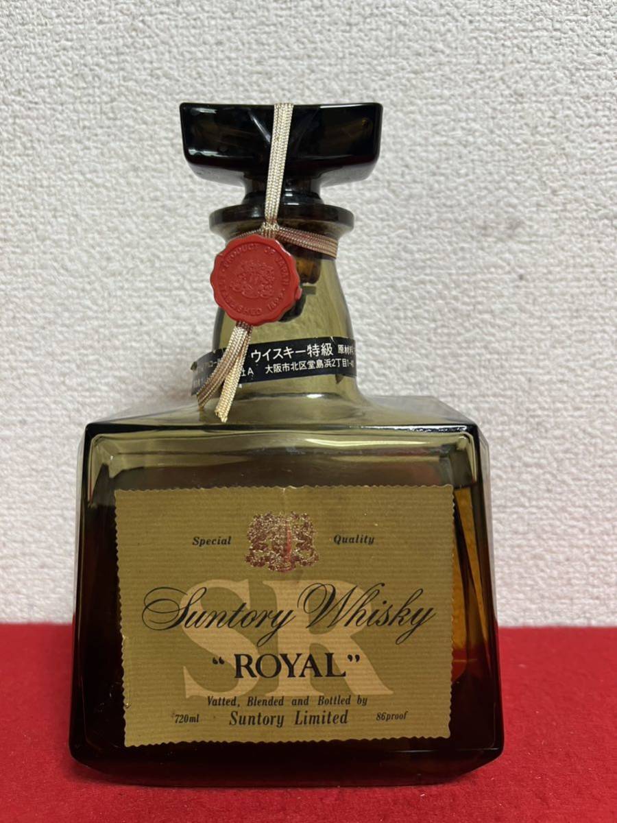 JP1005＊古酒 未開栓品 訳あり 液漏れ品 SUNTORY WHISKY ROYAL SR 720ml 43%＊_画像1