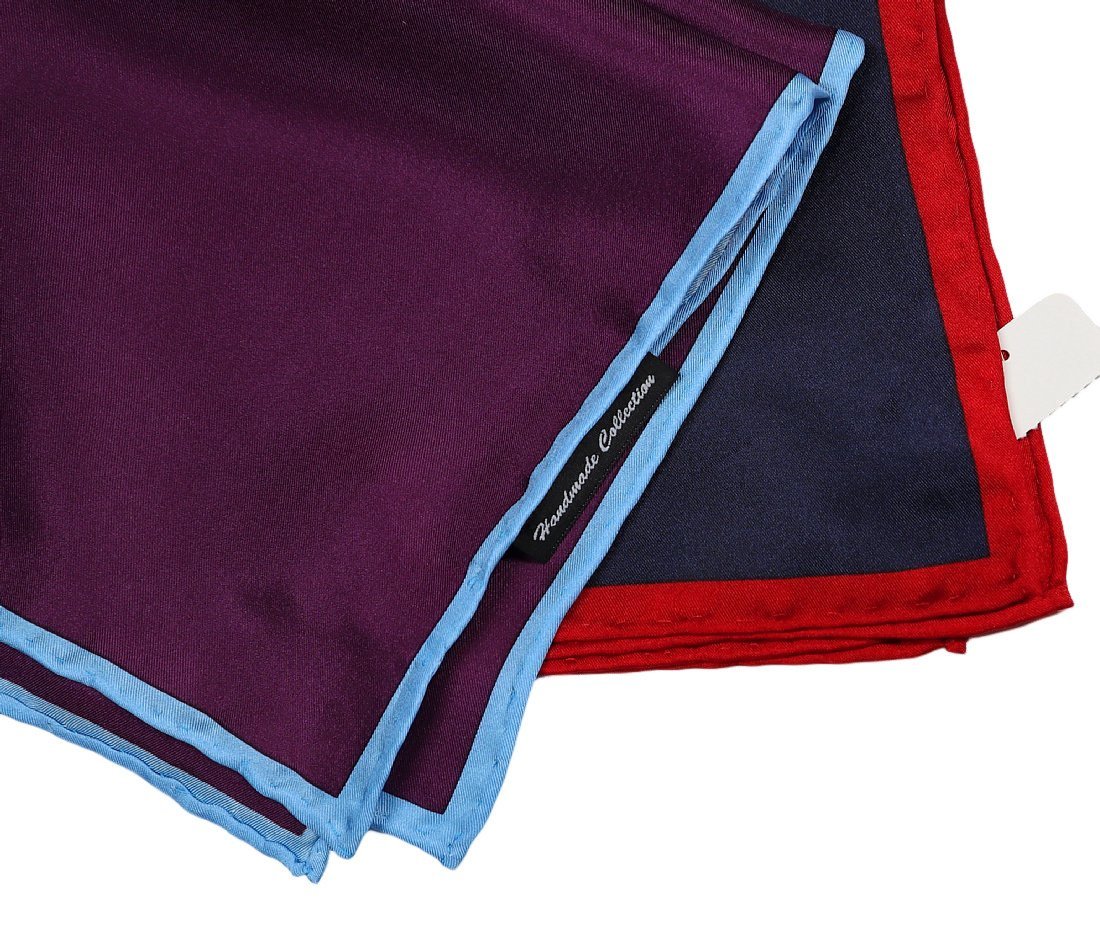 65%OFF◆胸元を華やかに！【 HANDMADE COLLECTION / ハンドメイド コレクション 】手縫いステッチが美しい、シルクのポケットチーフ 紫_こちらは上側の紫になります