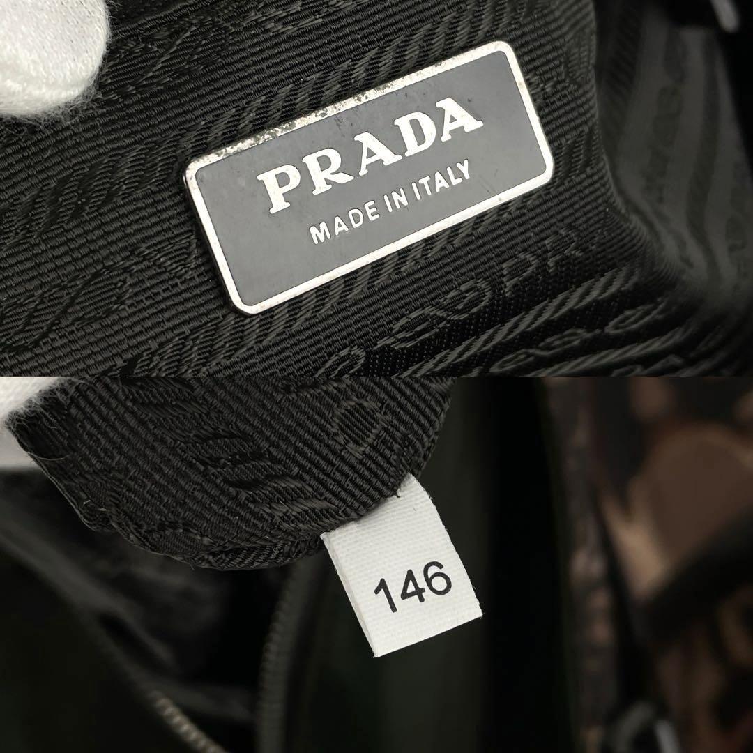 美品■PRADA プラダ ハンドバッグ 2way ショルダーバッグ 三角ロゴプレート テスートナイロン レザー プリントデザイン 希少モデル NERO