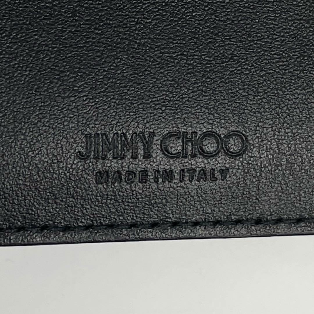 極美品■JIMMY CHOO ジミーチュウ スタースタッズ 折り財布 レザー ブラック 黒 付属品完備 レインボー 二つ折り コンパクトウォレット_画像8