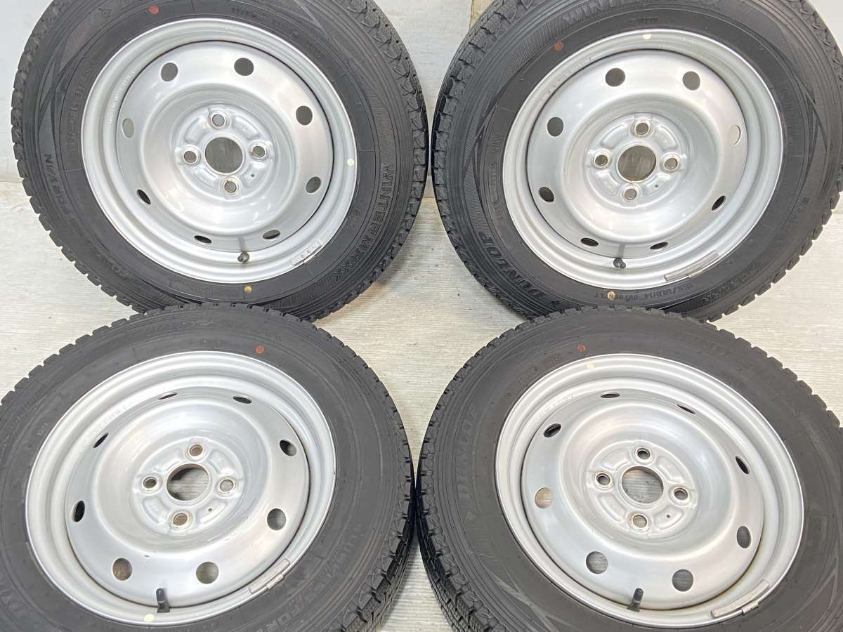 中古タイヤ スタッドレスタイヤ ホイールセット 4本セット 155/80R14 88/86 LT TOPY E45 14x5.0 100-4穴 DUNLOP ウィンターマックス SV01_画像1