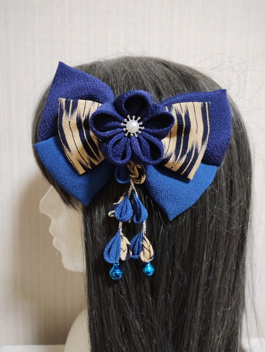 購入可能商品　kamikazarinの髪飾りは現在アクセス不能　髪飾り　髪飾り青　リボンブルー　卒業式髪飾り　卒園式リボン　