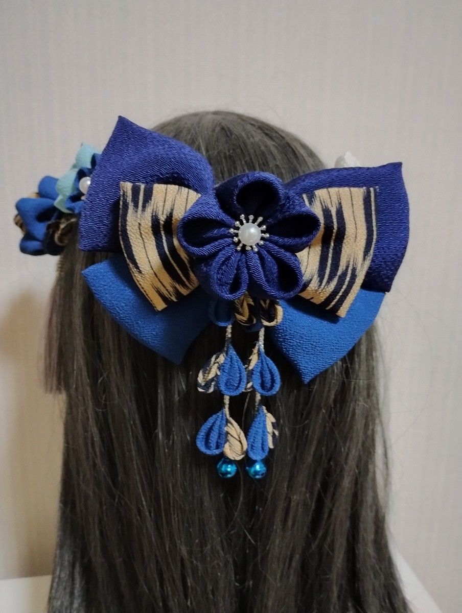購入可能商品　kamikazarinの髪飾りは現在アクセス不能　髪飾り　髪飾り青　リボンブルー　卒業式髪飾り　卒園式リボン　