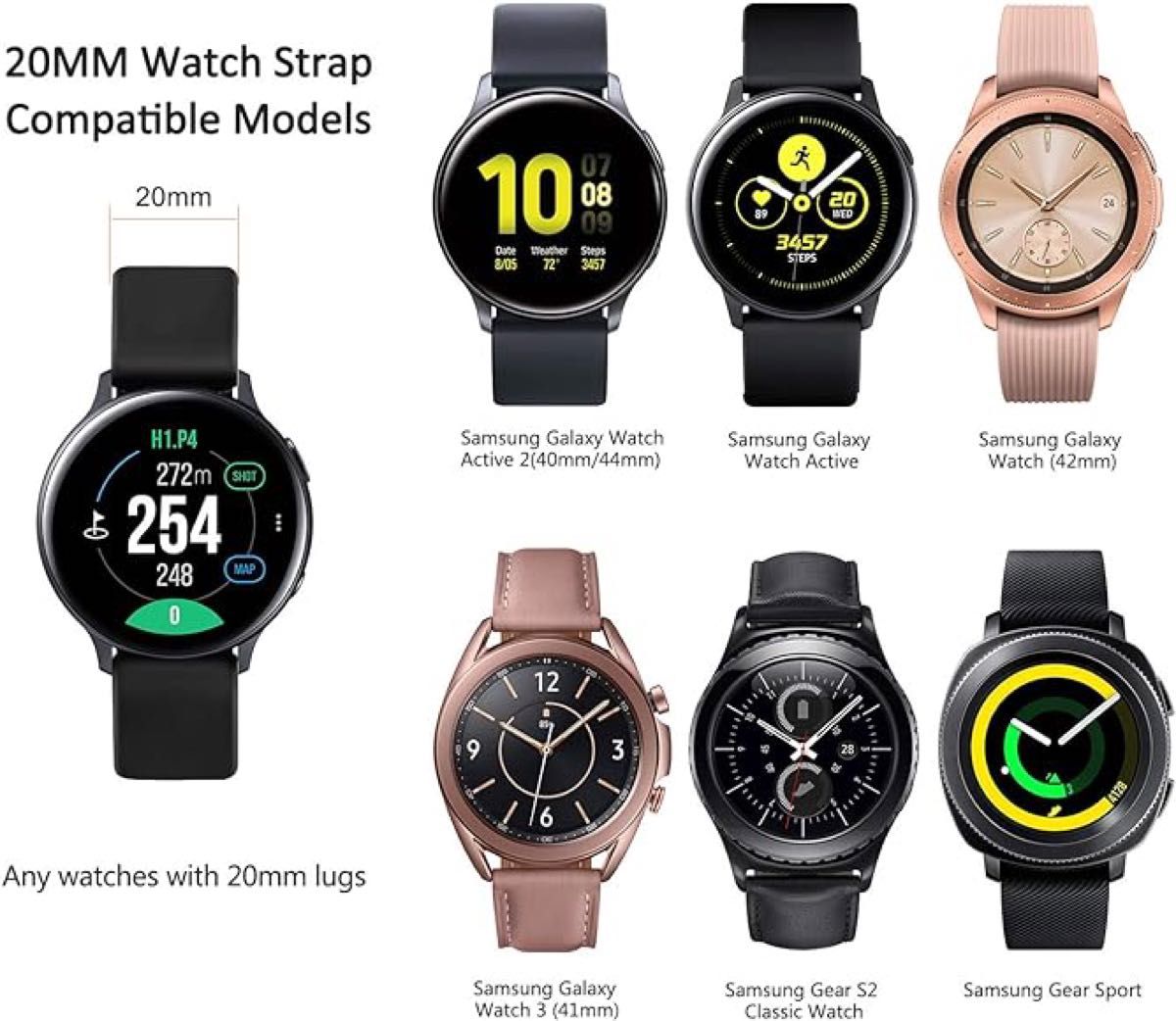 [3パック]20mm 時計バンド Galaxy Watch5 Pro
