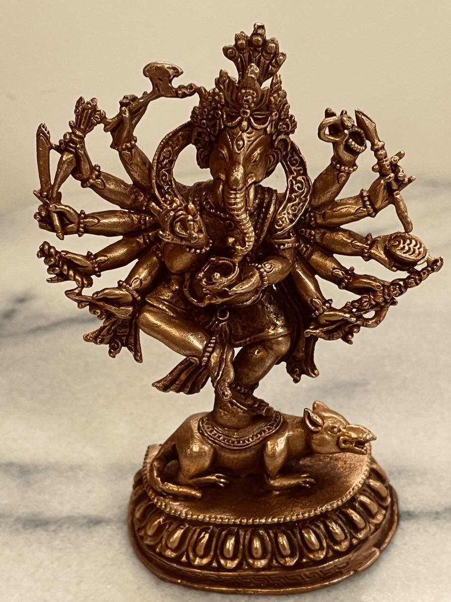 《SALE》新品　ヒンドゥ−教　送料無料 ガネーシャ 神像 重量 約178g 鍍金 富　置物 