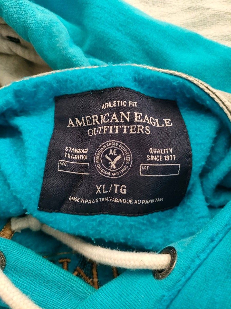 【中古品】アメリカンイーグル　AMERICAN EAGLE　パーカー　ブルー プルオーバー　サイズ:XL