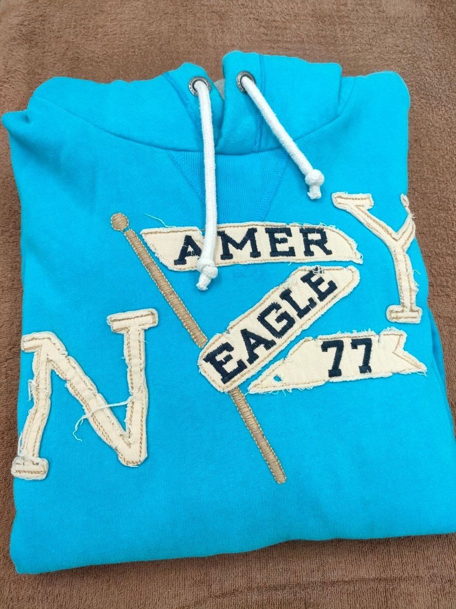 【中古品】アメリカンイーグル　AMERICAN EAGLE　パーカー　ブルー プルオーバー　サイズ:XL