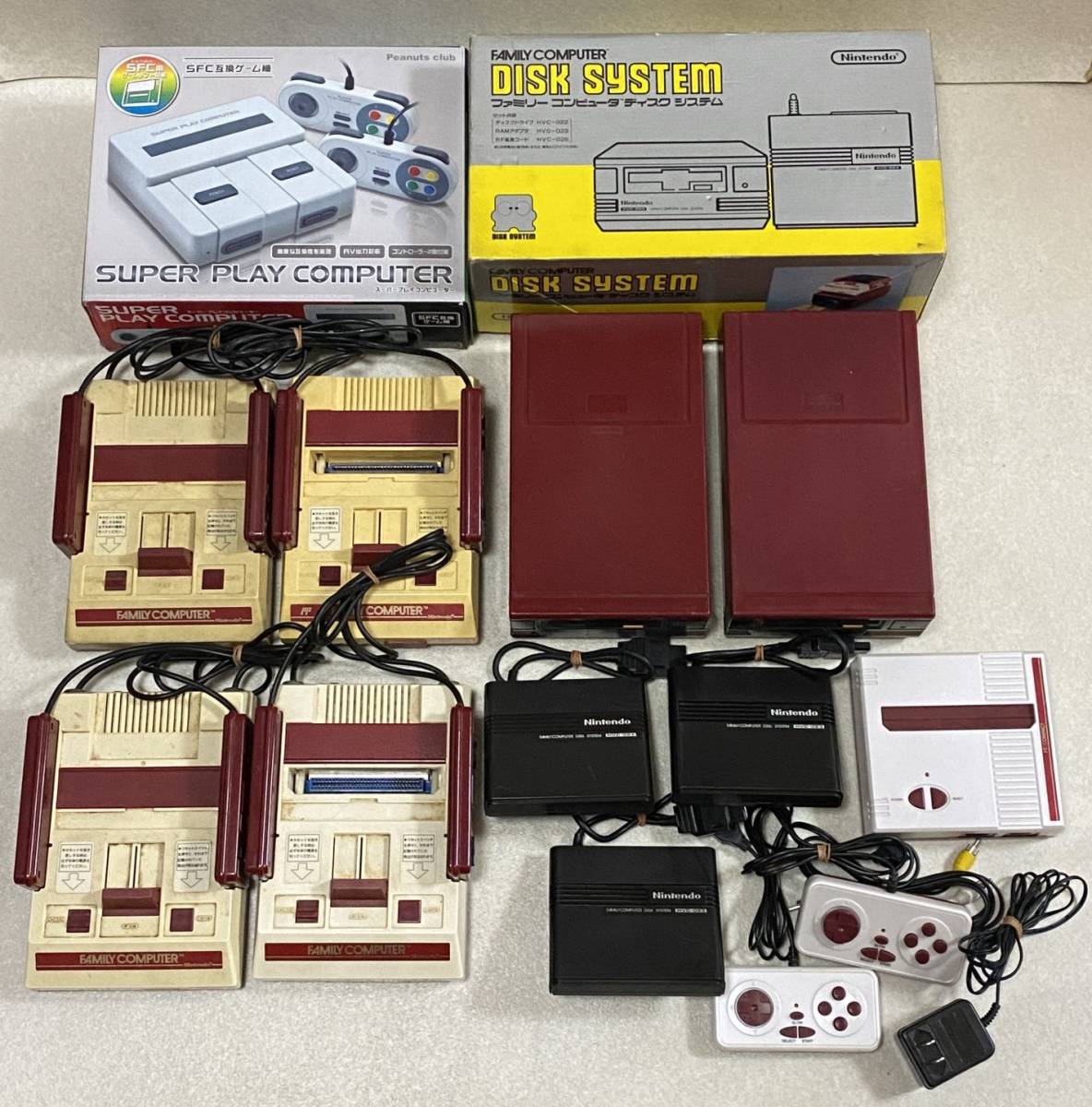 任天堂 ファミリーコンピュータ 本体＋ディスクシステム＋互換ゲーム機 等セット / ジャンク品 FC ファミコン_画像1