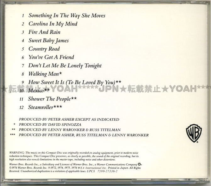 国内盤 ☆ JAMES TAYLOR / JAMES TAYLOR'S GREATEST HITS ☆ ジェイムス・テイラー・グレイテスト・ヒッツ SSW ジェイムス・テイラー_画像3