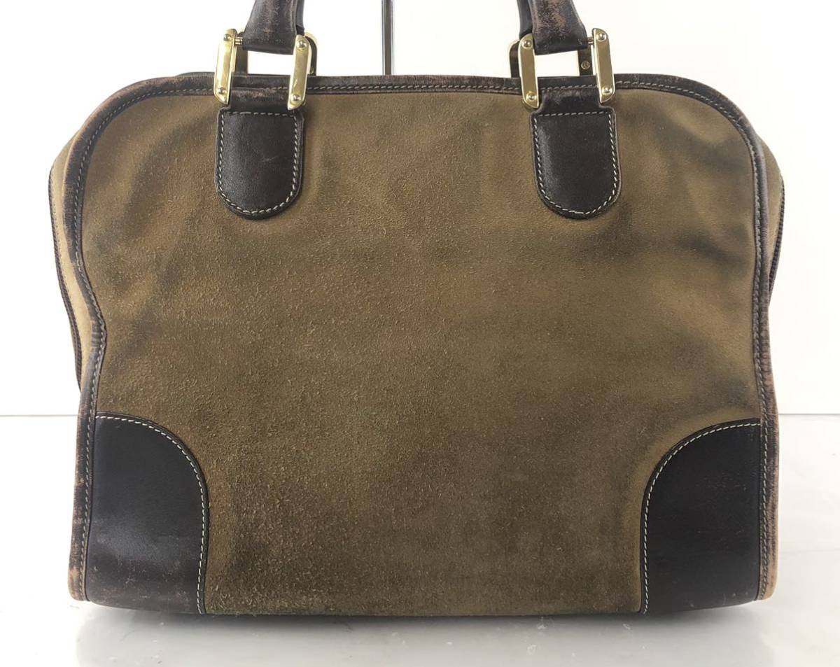 【SU262】LOEWE ロエベ アナグラム アマソナ32 ハンドバッグ ミニボストンバッグ ゴールド金具 レザー スエード ブラウン系 バッグ_画像3